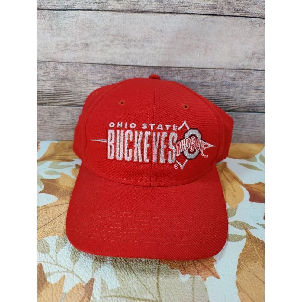 Vintage Ohio State Buckeyes Starter Hat Cap Snap Back Natural Red Script Wool